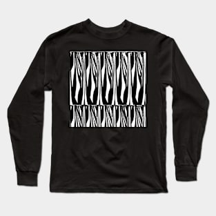 Black and White Abstract Zebra Horizontal Long Sleeve T-Shirt